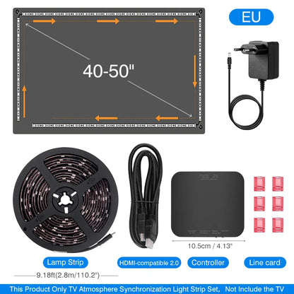 TV Ambient Backlight For 40-85Inch Color Real-Time Sync LED Light Strip For 4K HDMI-Compatible 2.0 Device Sync Box Light Kit