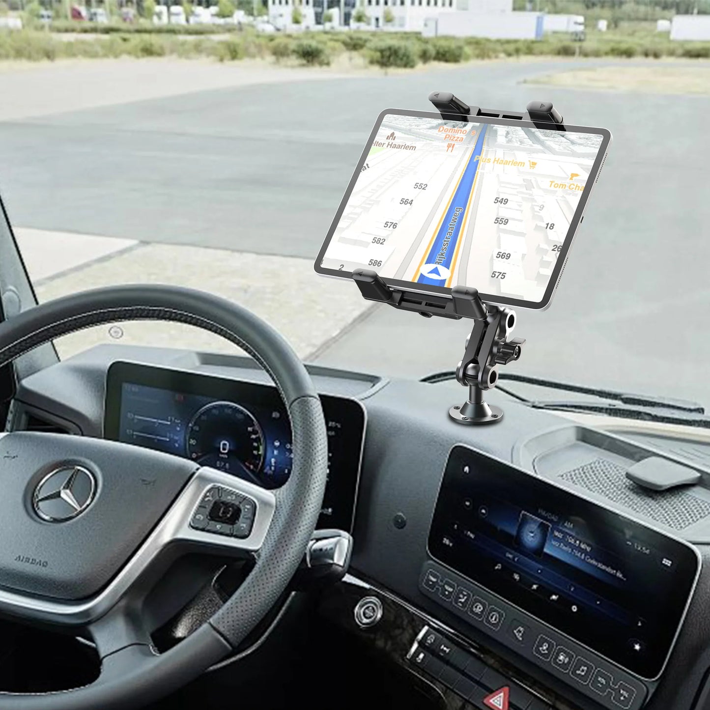 Heavy Duty Tablet Holder Wear Resist 2-Stage Phone Stand 360 Degree Rotable Car Dashboard Phone Mount for Car Bike Boats Trucks