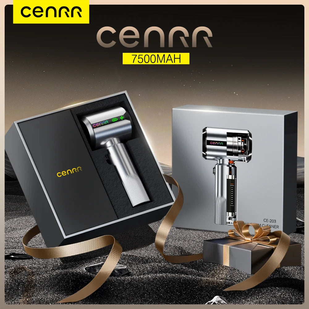 CENRR New Car Vacuum Cleaner Wireless Mini Powerful Portable HandHeld Car Cleaner LED Power Display Gift Lamp Air Gun  7500mAh