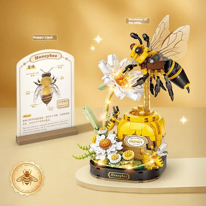 Children's small particle building block toy set insect series 478PCS potted orchid mantis model assembly assembly girl toy gift