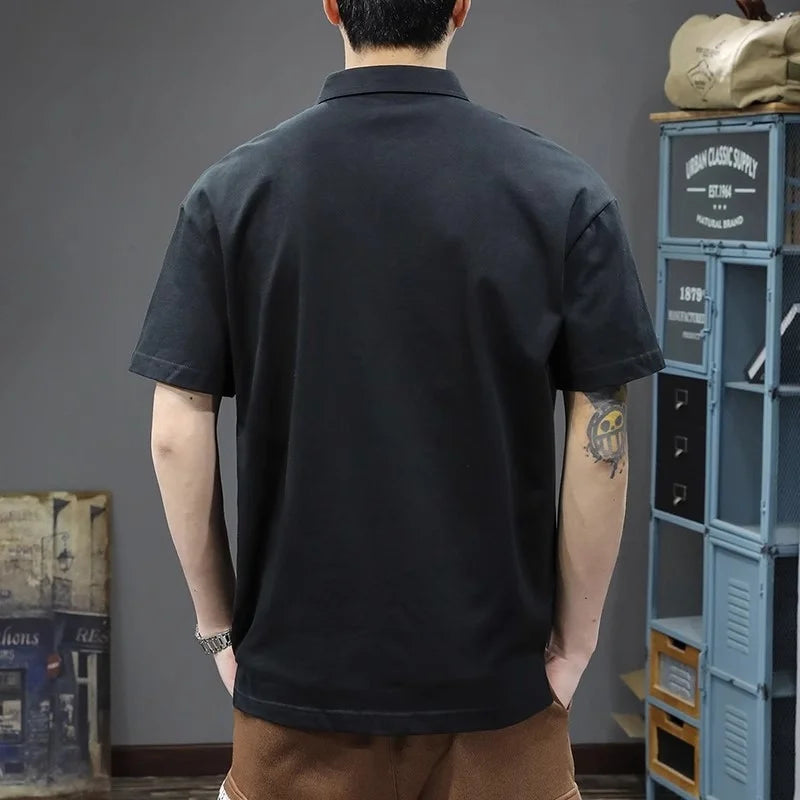 Summer Men's Letter Graphic Basic Golf Polo Shirts 2026 Solid Business Casual Tshirts Streetwear Fashion Appliques Oversized Top