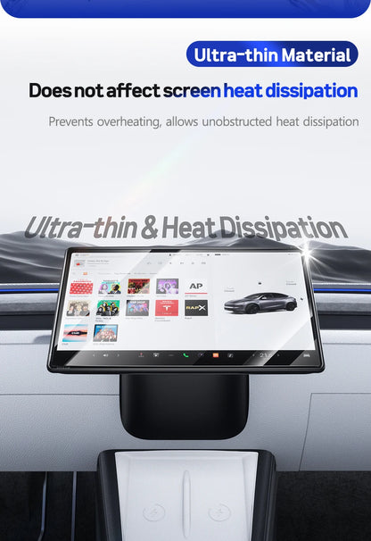 2-in-1 BJBT Tempered Glass Screen Protector for Tesla Model 3 Y Juniper Accessories 2025 2026 Case With Protective Frame