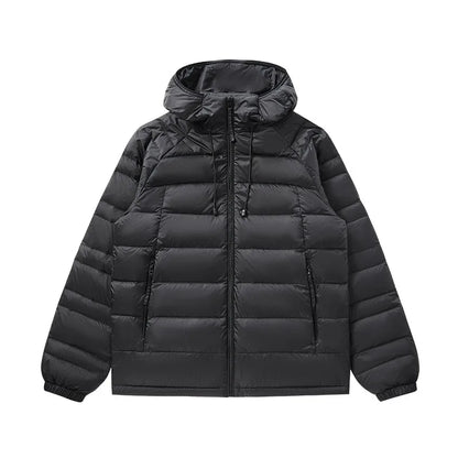 UETEEY Ultra Light Men's Down Jacket 90% White Duck Down Hooded Winter Coat Men 2025 New Autumn Warm Compression Packable