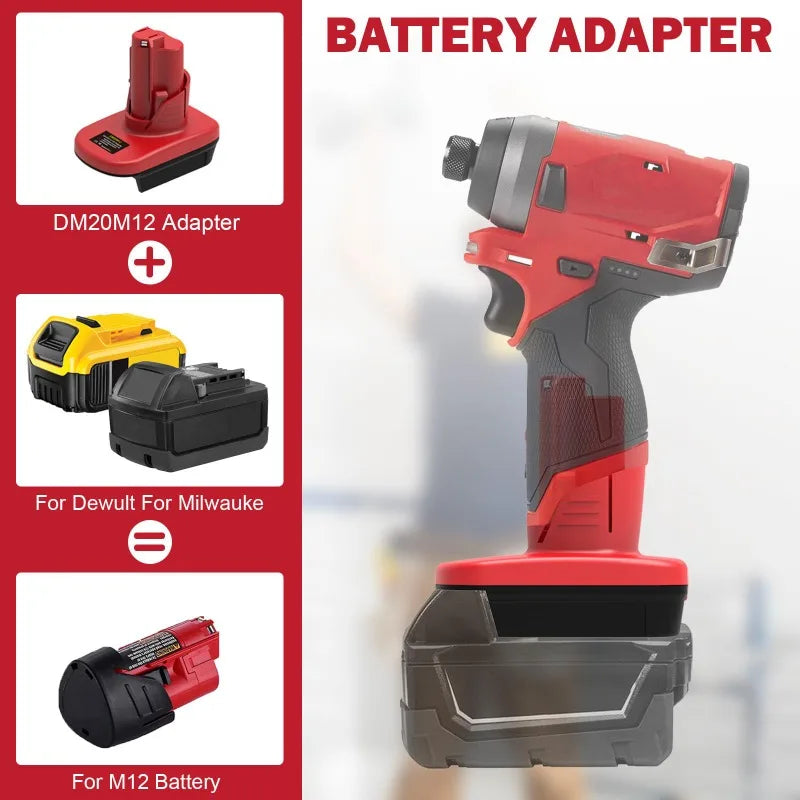 DM20M12 MT18M12 Adapter for Milwaukee/DeWalt/Makita 18V/20V Lithium Batteries Converting To for Milwaukee M12 12V Battery Tools