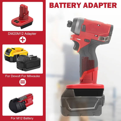 DM20M12 MT18M12 Adapter for Milwaukee/DeWalt/Makita 18V/20V Lithium Batteries Converting To for Milwaukee M12 12V Battery Tools