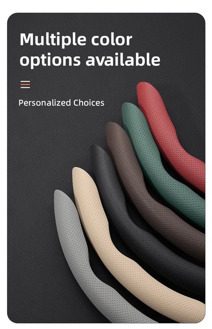 Suitable for Leapmotor Breathable Leather Steering Wheel Cover with Segmented Quick-Release Design, Non-Slip and Durable, for Models T03 C10 B10 B05 B03X C16 C11 C01, Etc., in Black, Bright Red, and Green