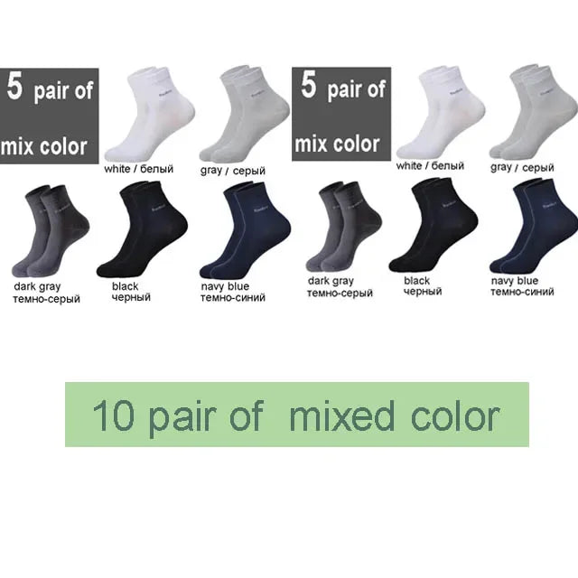 10 Pairs/Lot Men's Bamboo Crew Socks Comfortable Breathable Casual Business Socks High Quality Brand Guarantee Male Gift Set