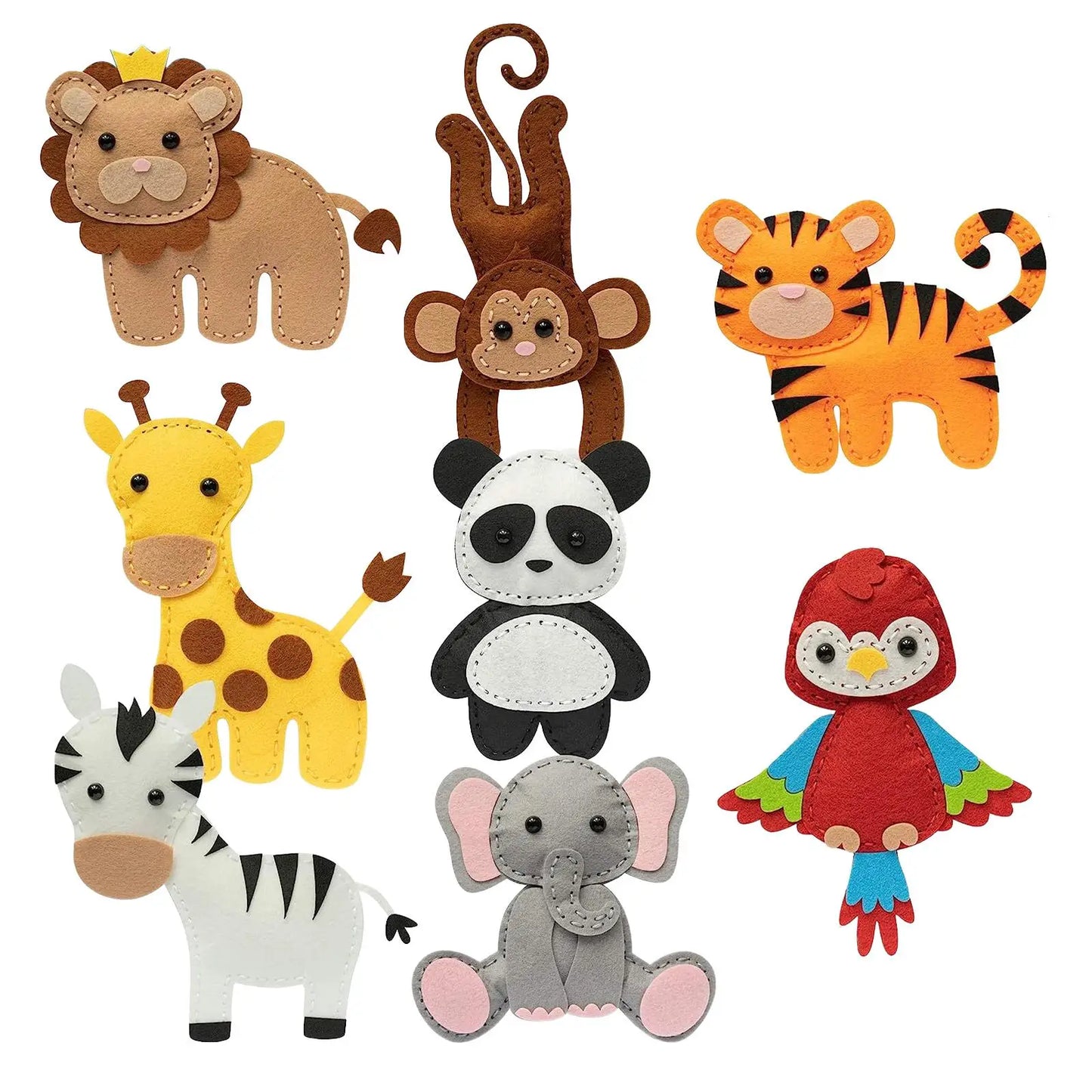 Zoo Felt Animal Animals Sewing Kits forest Children Birthday Gifts DIY Crafting and Sewing Set Felt for Beginner Kids