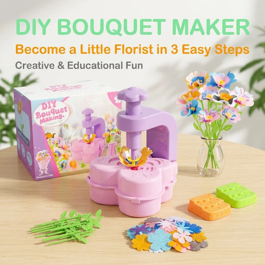 DIY Flower Bouquet Making Kit Press Machine Kids Art Craft Toy Educational Handmade Creative Gifts for Girls Birthday Play Set