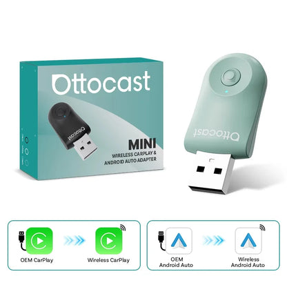 OTTOCAST NEW Mini Wireless CarPlay Android Auto Wireless Adapter Plug And Play WiFi Fast Connect Dongle For Toyota Audi Benz