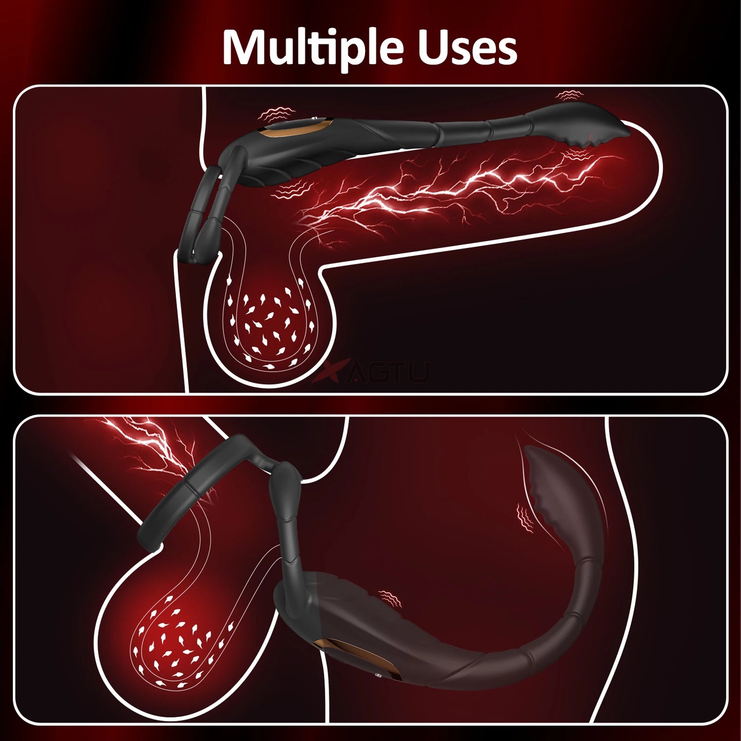 Cock Ring Prostate Vibrator for Men Male Double Ring Anal Plug Vibrating Delay Ejaculation Male Masturbator Sex Toys for Men 18+
