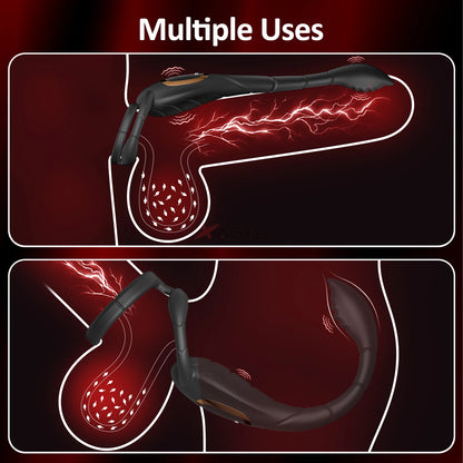 Cock Ring Prostate Vibrator for Men Male Double Ring Anal Plug Vibrating Delay Ejaculation Male Masturbator Sex Toys for Men 18+