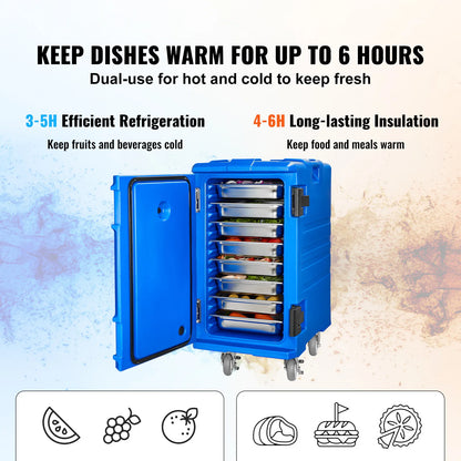 SucceBuy75-120 L Insulated Food Pan Carrier Food Box Front Loading Food Warmer with Handle&Double Buckles for Restaurant Canteen