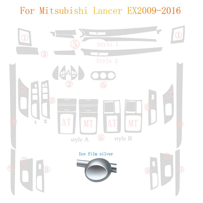 For Mitsubishi Lancer EX2009-2016 Interior Central Control Panel Door Handle Carbon Fiber Stickers Decals Car styling Accessorie
