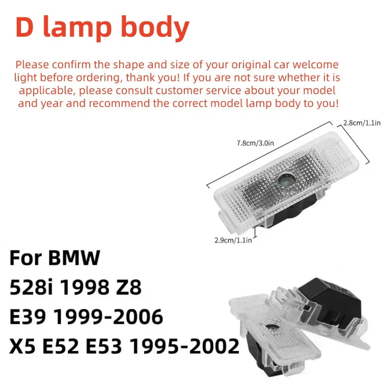 2PCS brand new LOVE badge HD style car door welcome light for BMW love decoration accessories car logo light.