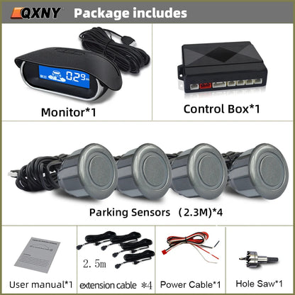 Car Front Parking Sensor Kit Auto Parktronic Assistant System LCD Monitor Buzzer Voice Volume Can be Adjusted  Vehicle Universal