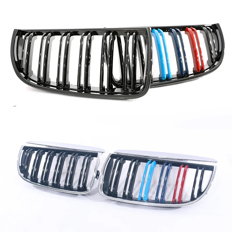 Carbon Fiber Chrome M Color Chrome Gloss Matte Black Grille Kidney Grill For BMW 3 Series E90 E91 Pre-Facelift 2005-2008 320 330