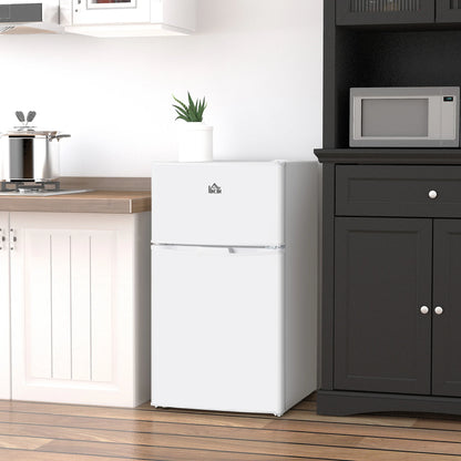 3.2 Cu.Ft Mini Fridge with Freezer, Double Door Compact Refrigerator with Adjustable Thermostat,, Energy Efficient, White