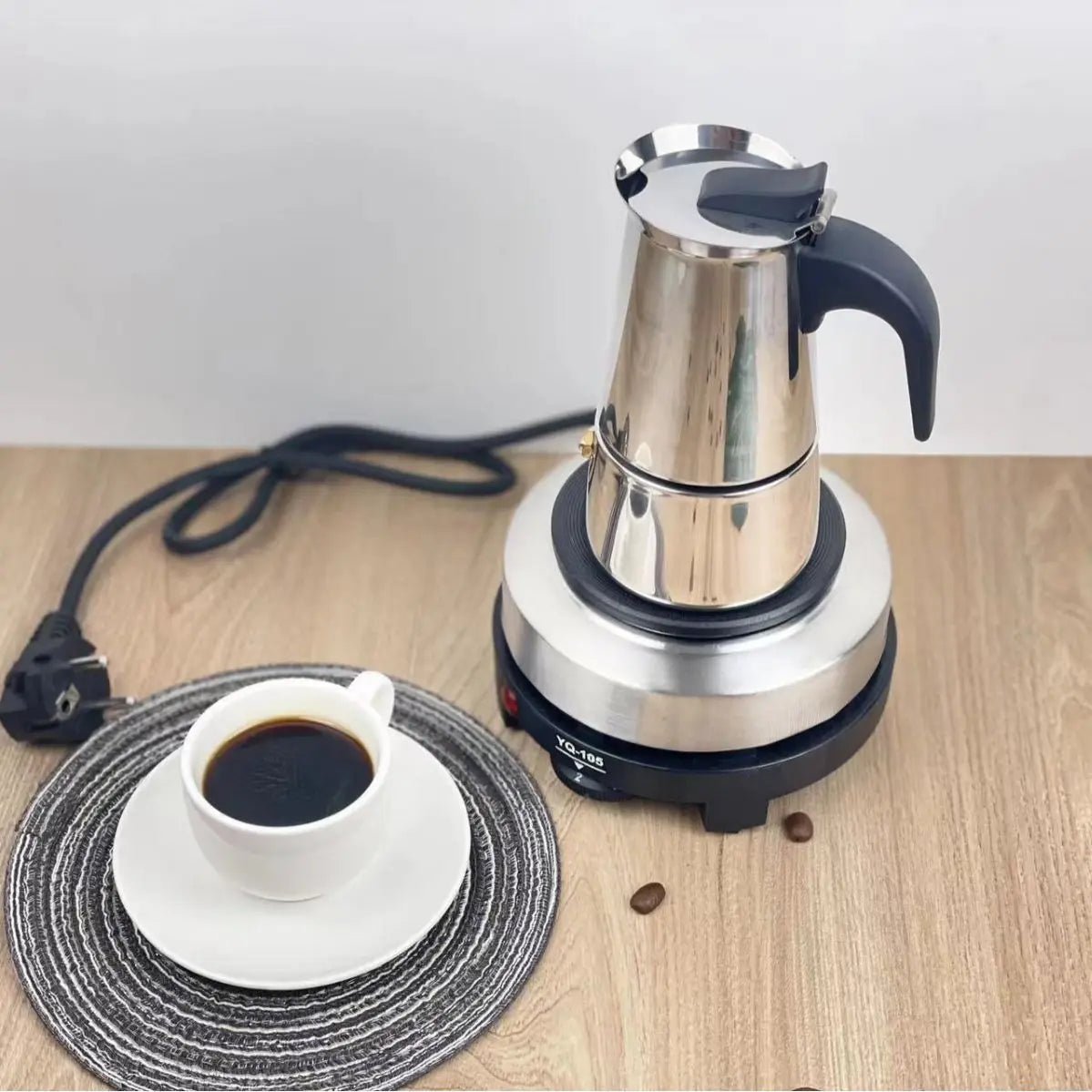 110V/220V Electric Coffee Maker Portable Stainless Steel Mocha Pot Electric Italian Coffee Maker Percolator Heated Coffee Stove