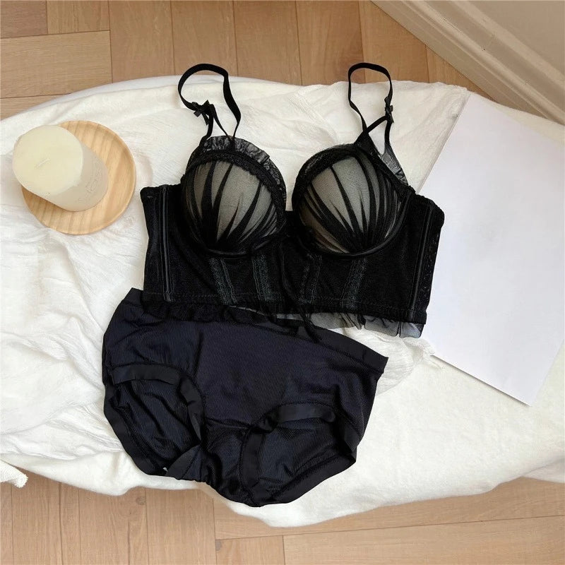 Iroppoi Sweet Charming Lingerie Set Delicate Lace Push Up Bra Small Cup Women, Sek-si Feminine Look New Hot Item BANERDANNI