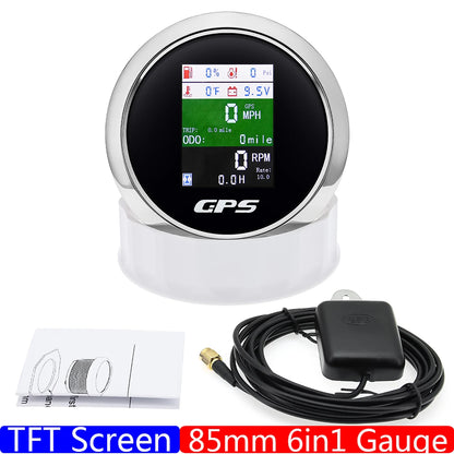 Custom 6 IN 1 Digital 85mm GPS Speedometer+Tachometer+Fuel Level Gauge+Water Temp+Oil Press+Voltage 0-190ohm Oil Level Sensor