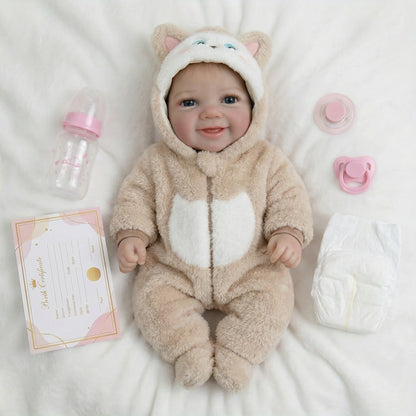 NPK 18inch Lifelike Reborn Baby Doll Newborn Full Body Cloth Skin Vivienne Multiple Layers 3D Painting Collectible Toy
