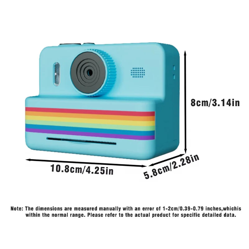 kids instants camera with 32GB memory card&color pencil, dual cameras, flashlight, the perfect gift for boys and girls.