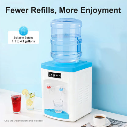 White Blue Top Loading 3 Temperatures Water Dispenser Hot Cold Normal Water Cooler 550W 110V US Plug PP Stainless Steel Desktop Freestanding Drinking Machine 5L/H Hot 0.7L/H Cold Fit 4.5-18.9L 1.1-4.9Gallon Water Bottle