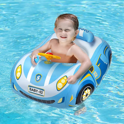Kids Car Swimming Seat Float Ring Inflatable Infant Floating For Summer Swim Boat Circle Bathing Water Toy with Canopy