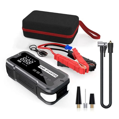 10000mAh 2000A Peak Car Jump Starter Air Compressor 4 in 1 Emergency Flashlight Portable Power Bank for Gas & Diesel Vehicles