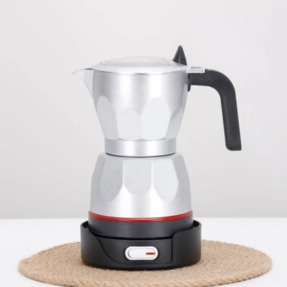 110V/220V Cups Electric Coffee Maker Portable Aluminum Mocha Pot Electric Italian Coffee Maker Percolator for Home Black 150ml