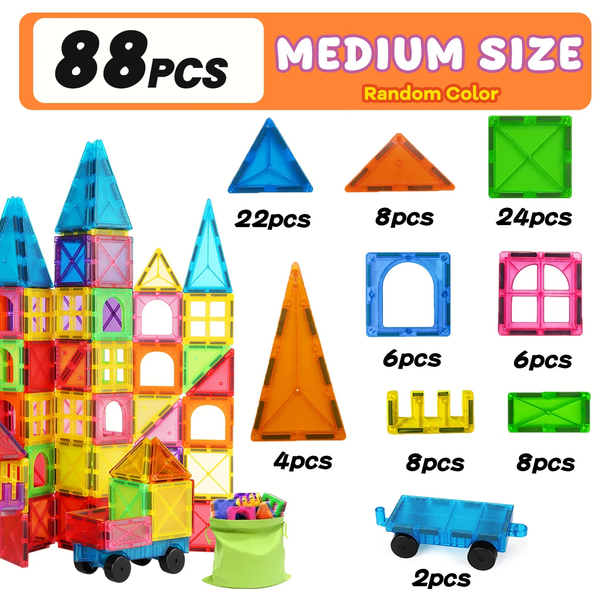 Magnetic Building Blocks Toy, Magnetic Toy Animals with Cars, Creative Geometric Construction Building Toys, Suitable for Children