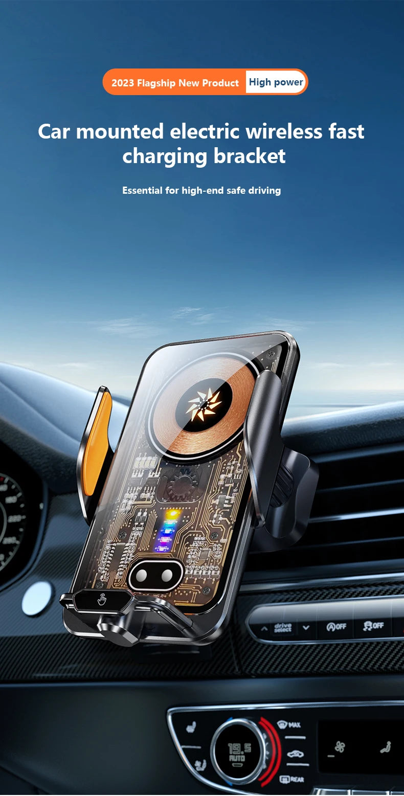 66W Fast Charging Car Phone Holder Wireless Magnetic Charging Base  Fully Automatic Sensor Activation Function