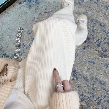 Women's High Waist Wide Leg Pants Autumn Winter Slimming Versatile Fleece Lined Drapey Loose Casual Sports Straight Leg Pants