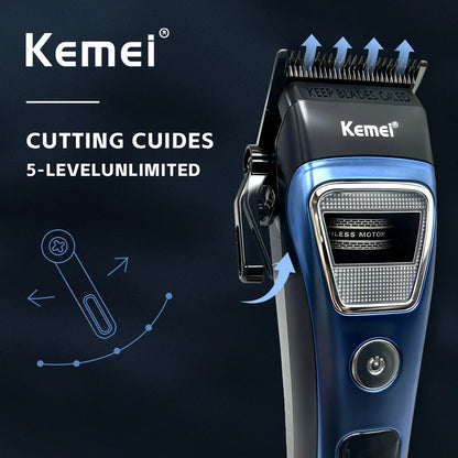 Kemei Clippers Professional Hair Clippers Adjustable Haircut Machine External Rotor Brushless Motor Hair Clippers Men KM-1911