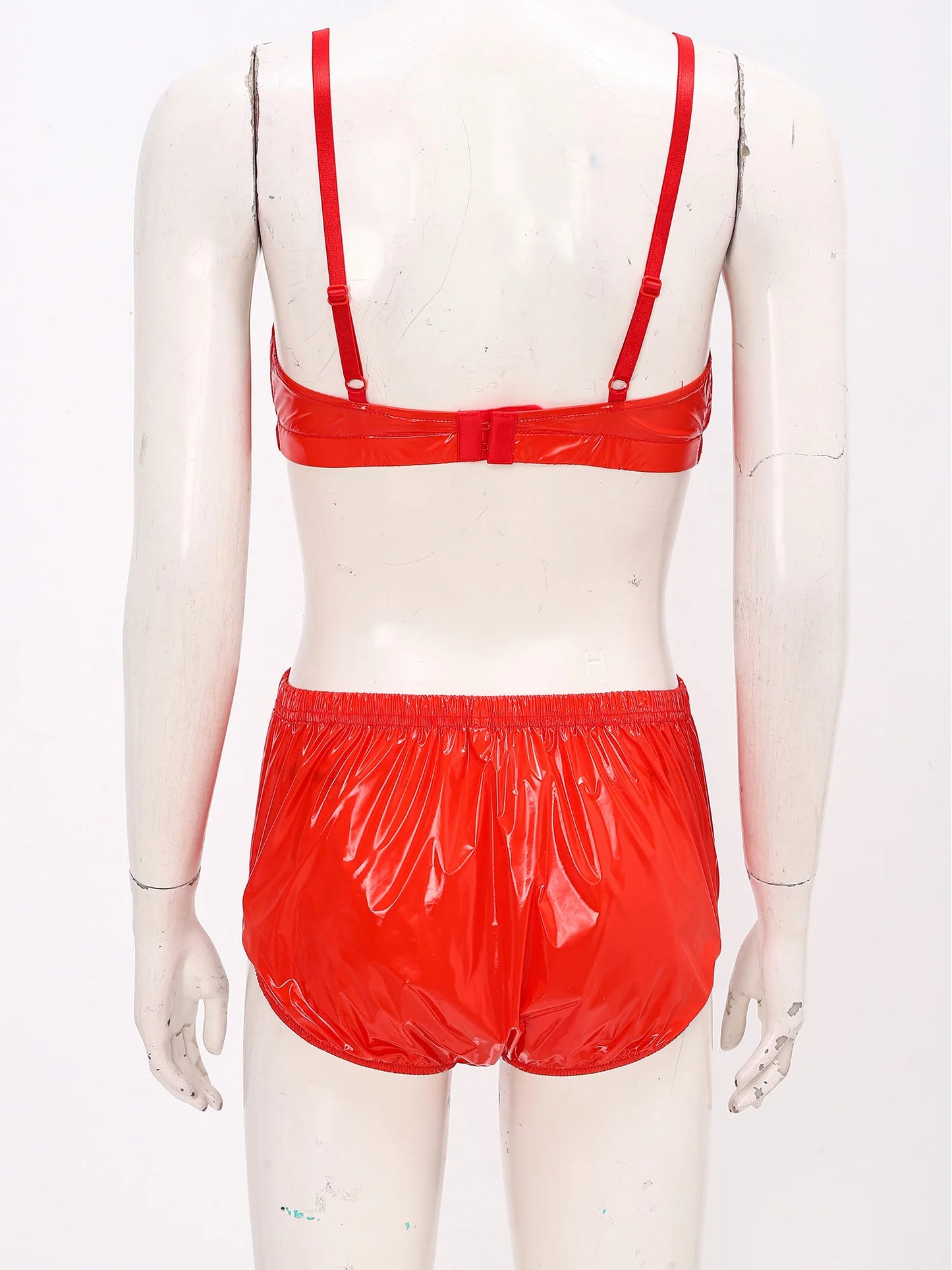 Women Waterproof Swimsuit Bikini Lingerie Set Swimwear Nightwear Clubwear Bra Top with Shorts for Beach Pool Party Sunbathing