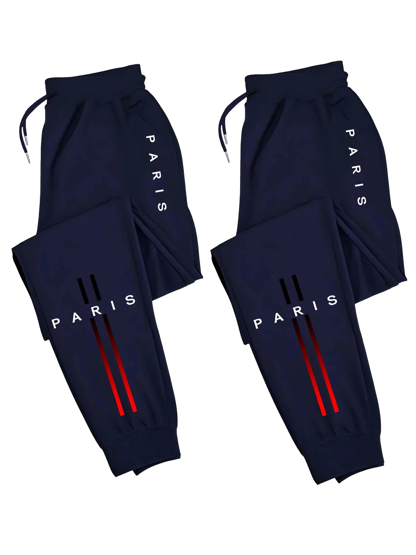 2-Pack Men's Polyester Joggers, Drawstring Waist, Wrinkle-Resistant, Breathable, Slim-Fit, Cuffed Hem, Drop-Dead Drape,