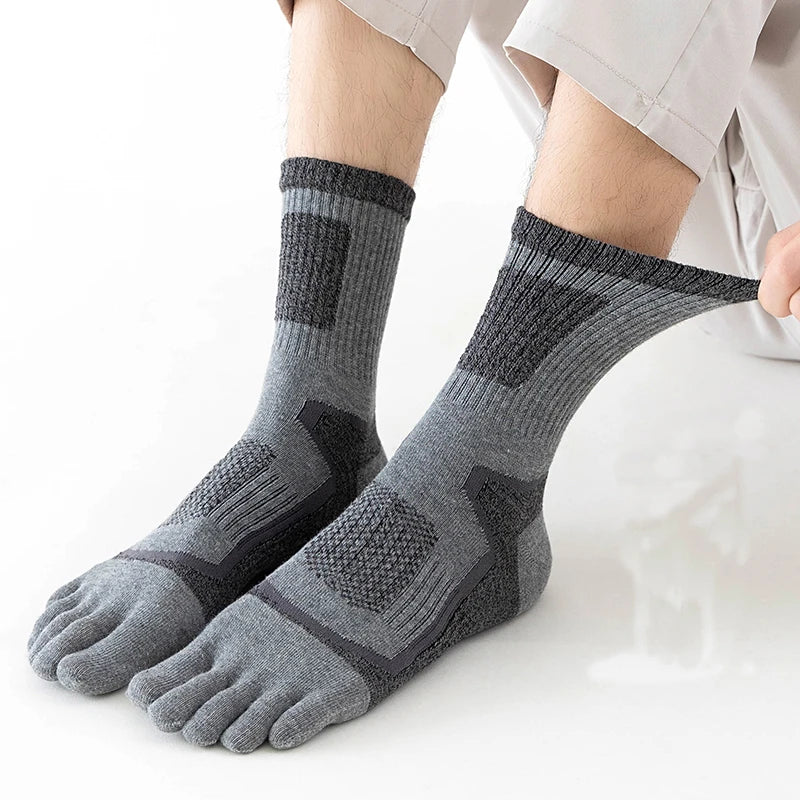 1/5 Pairs Five Toe Socks For Men Thick Compression Mesh Breathable Sport Short Socks For Running Basketball Bike Fitness Outdoor