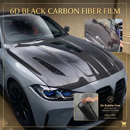6D Carbon Fiber Black DIY Car Hood Bonnet Wrap Film Waterproof  Paint Protection Film Anti-Scratch Wrap Cover Tuning Accessories