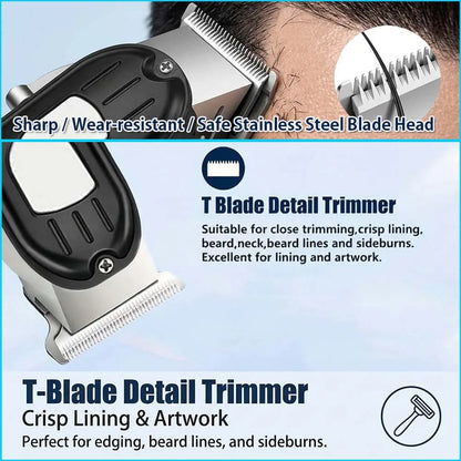 Professional Cordless Hair Clipper Set for Men Rechargeable Electric Hair Trimmer with LED Display Grooming Kit with Accessories