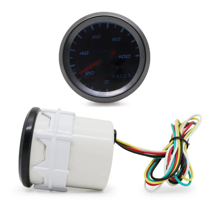52mm Boost/Vacuum/Water Temp/Oil Temp/Oil Press/Voltage/Tachometer/Air Fuel Ratio/EGT Gauge Analog Blue Led+ 52MM Gauge Pods