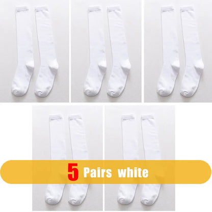 1/5 Pairs Men's Solid Cotton Long Crew Socks Elastic Business Formal Dress Socks For Gentleman Daily Party