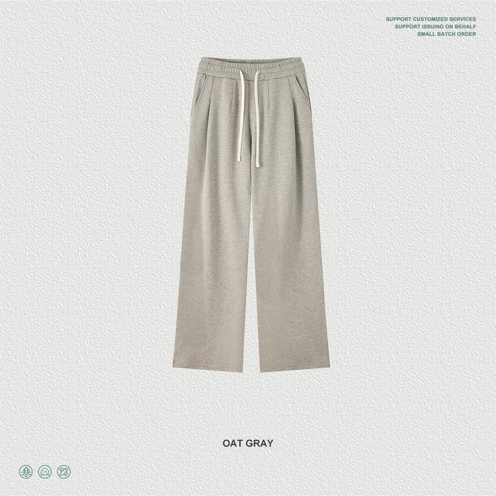 ZODF New Autumn Men Old Money Style Solid Pants Unisex Casual 320gsm Loose Comfortable Soft Straight Trousers HY1295