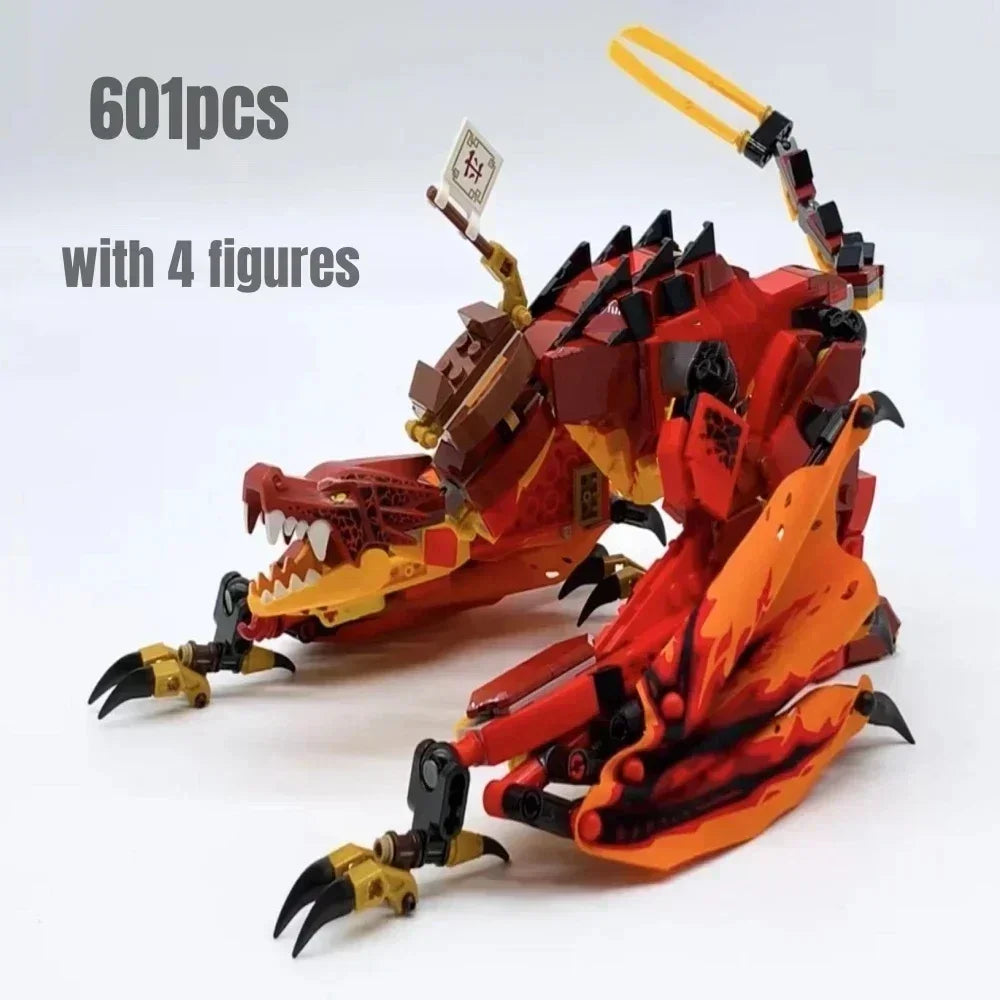 601pcs Fire Dragon Attack Building Blocks Model Toys for Birthday Gift