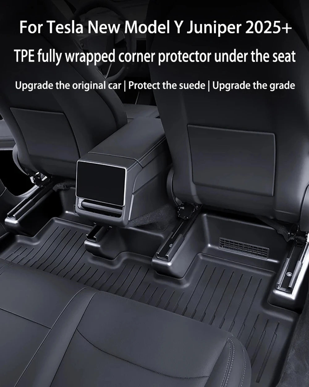 For Tesla Model Y Juniper 2025 2026 TPE Under Seat Corner Guard Seat Slide Rails Protector Cover Anti-Kick Flocking Accessories