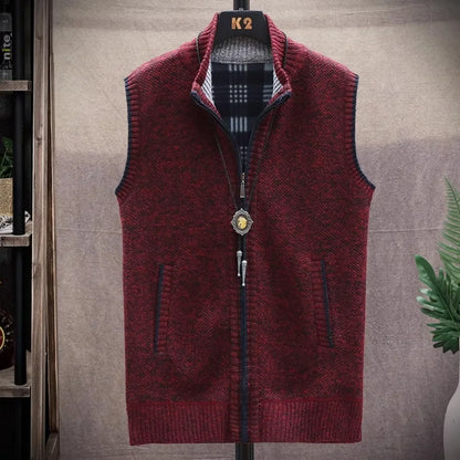 Atutumn and Winter New Men's Sweater Cardigan Knitting Vest Dailywear Warmth Thickened Zipper Jacket Waistcoat Male Streetwear