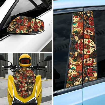 JDM Graffiti Painting Car Film Wrap Waterproof Modification Protective Stickers for Auto Bicycle Motorcycle Skateboard Universal
