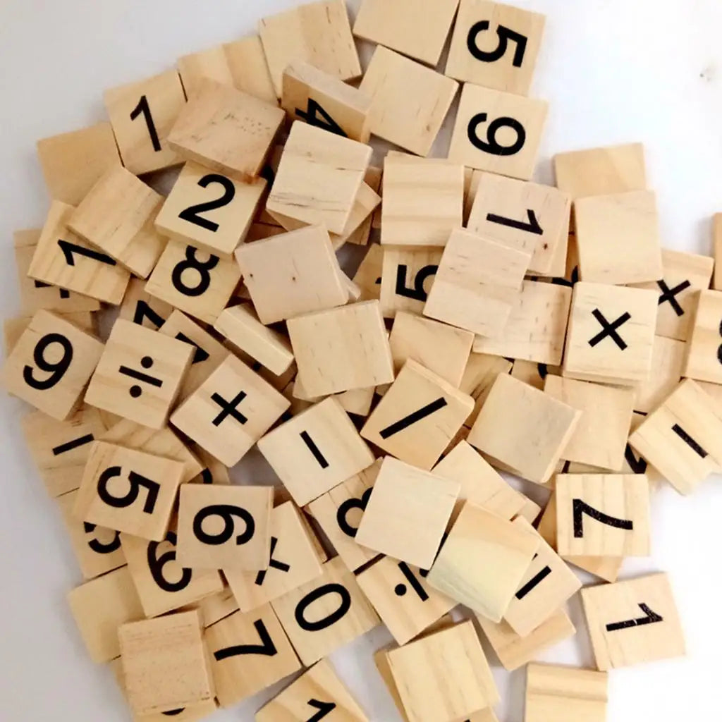 Kids Wooden Tiles Educational Puzzle Wood Letter Craft Scrapbooking Square Game Blocks for Family Fun