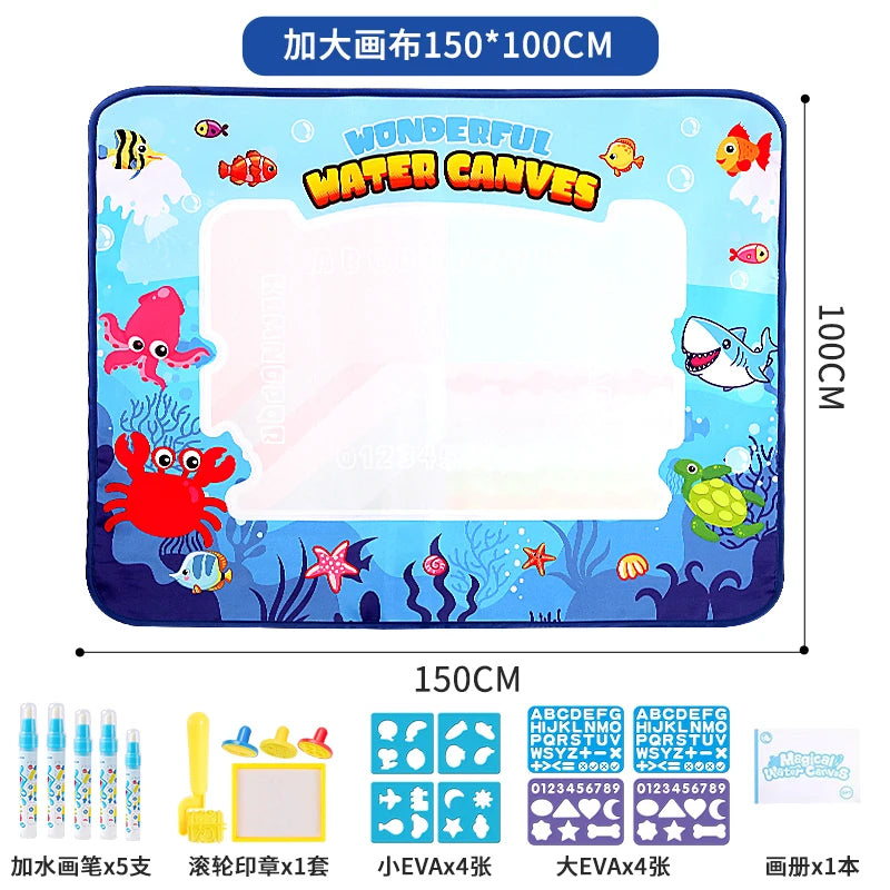 150X100cm Magic Water Canvas Graffiti Drawing Board Repeatedly Doodle Water Painting Carpet  Reusable Drawing Mat Kids Toy Gift