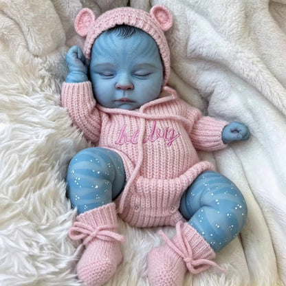 BZDOLL Cloth Body 50CM Blue Skin Avatar Reborn Baby Doll, 20 Inch Lifelike Handmade Toy, Fashion Birthday Gift